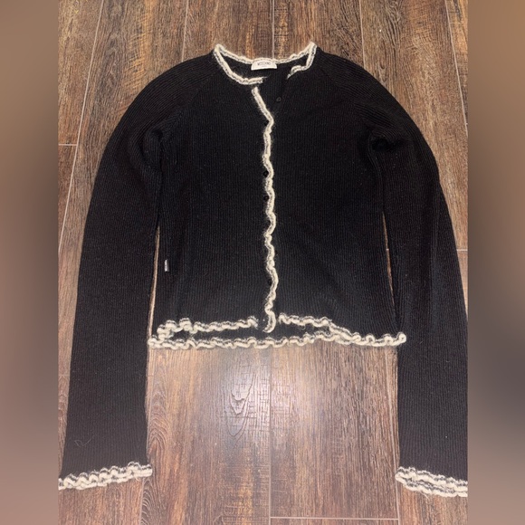 Moschino Sweaters - Moschino Jean Black Women's Knit Cardigan with Contrast Trim